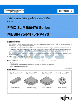 MB89P475-201PFM datasheet - 8-bit Proprietary Microcontroller