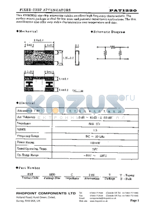 PAT1220C9DBB datasheet - FIXED CHIP ATTENUATORS