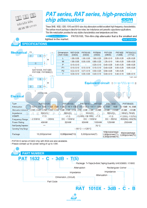 PAT1632-C-3DB-5 datasheet - PAT series, RAT series, high-precision chip attenuators