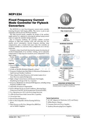 NCP1234AD100R2G datasheet - Fixed Frequency Current Mode Controller for Flyback Converters