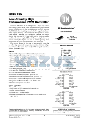NCP1239 datasheet - Low−Standby High Performance PWM Controller