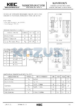 KDV804S datasheet - VARIABLE CAPACITANCE DIODE SILICON EPITAXIAL PLANAR DIODE(TUNING OF SEPERATE RESONANT CIRCUIT)