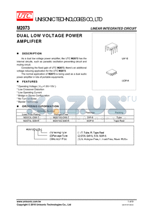 M2073G-D08-T datasheet - DUAL LOW VOLTAGE POWER AMPLIFIER