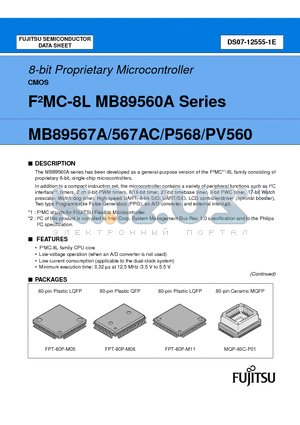 MB89P568PFV-102 datasheet - 8-bit Proprietary Microcontroller CMOS