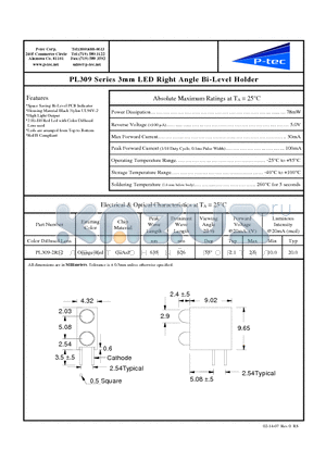 PL309-2R12 datasheet - LED Right Angle Bi-Level Holder