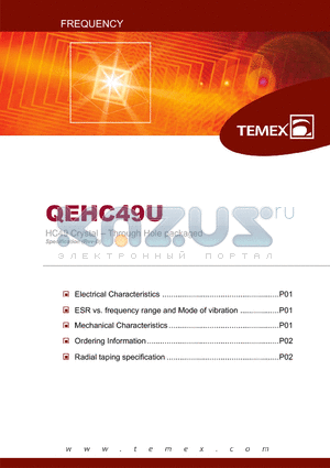 QEHC49H3110HM1016 datasheet - HC49U Crystal - Through Hole packaged