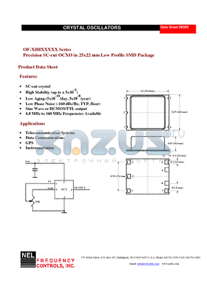 OF-08HT17DS datasheet - Precision SC-cut OCXO in 25x22 mm Low Profile SMD Package