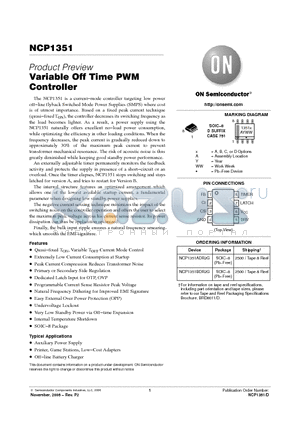 NCP1351 datasheet - Variable Off Time PWM Controller
