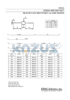 MR7K5 datasheet - SILICON FAST RECOVERY 6.0 AMP DIODES