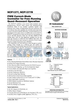 NCP1377DR2 datasheet - PWM Current−Mode Controller for Free−Running Quasi−Resonant Operation