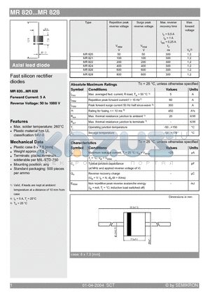 MR824 datasheet - Fast silicon rectifier diodes