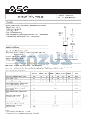 MR826 datasheet - CURRENT 5.0 Amperes VOLTAGE 50 to 800 Volts