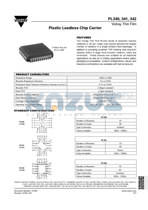 PL34020101000BDDX datasheet - Plastic Leadless Chip Carrier