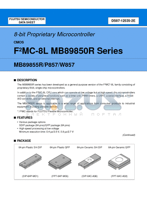 MB89P857P-SH datasheet - 8-bit Proprietary Microcontroller