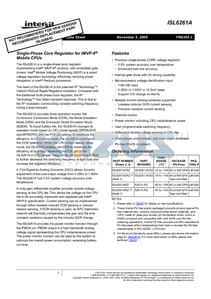 ISL6261AIRZ-T datasheet - Single-Phase Core Regulator for IMVP-6 Mobile CPUs