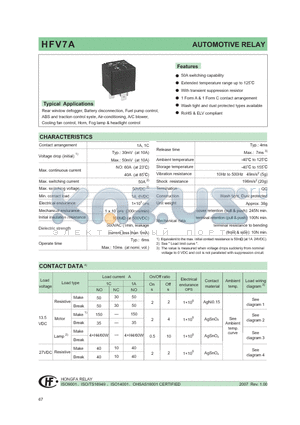 HFV7A012ZSP3 datasheet - AUTOMOTIVE RELAY