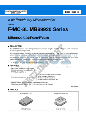 MB89P928 datasheet - 8-bit Proprietary Microcontroller