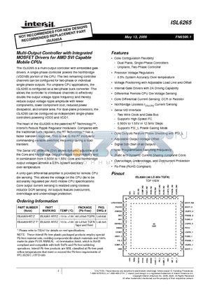 ISL6265HRTZ-T datasheet - Multi-Output Controller with Integrated MOSFET Drivers for AMD SVI Capable