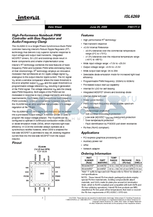 ISL6269CRZ datasheet - High-Performance Notebook PWM Controller with Audio-Frequency Clamp