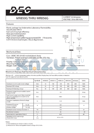 MR850G datasheet - CURRENT 3.0 AMPERES VOLTAGE 50 TO 600 VOLTS