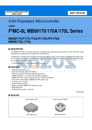 MB89PV170 datasheet - 8-bit Proprietary Microcontroller