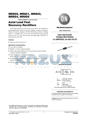MR851RL datasheet - Axial Lead Fast Recovery Rectifiers
