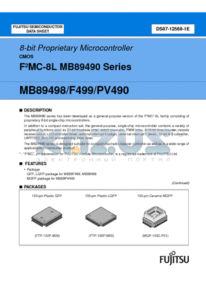 MB89PV490CF datasheet - 8-bit Proprietary Microcontroller CMOS