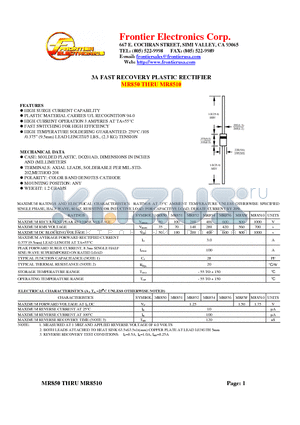 MR854 datasheet - 3A FAST RECOVERY PLASTIC RECTIFIER