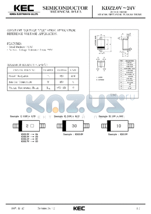 KDZ33V datasheet - ZENER DIODE SILICON EPITAXIAL PLANAR DIODE(CONSTANT VOLTAGE REGULATION, REFERENCE VOLTAGE)