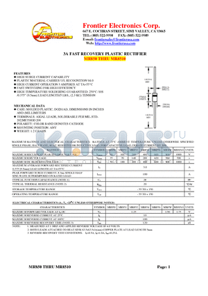MR856 datasheet - 3A FAST RECOVERY PLASTIC RECTIFIER