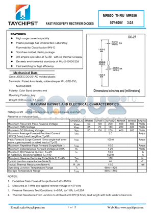 MR856 datasheet - FAST RECOVER Y RECTIFIER DIODES