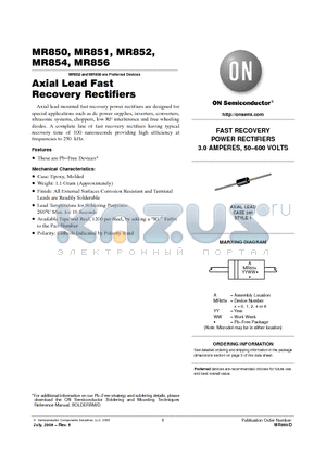 MR856FFG datasheet - Axial Lead Fast Recovery Rectifiers