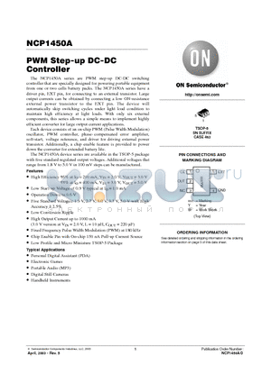 NCP1450ASN50T1 datasheet - PWM Step-up DC-DC Controller
