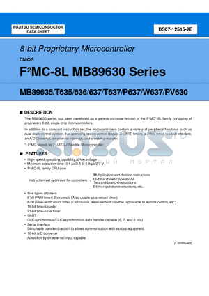 MB89PV630 datasheet - 8-bit Proprietary Microcontroller