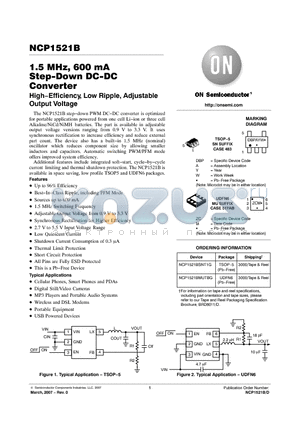 NCP1521B datasheet - 1.5 MHz, 600 mA Step−Down DC−DC Converter