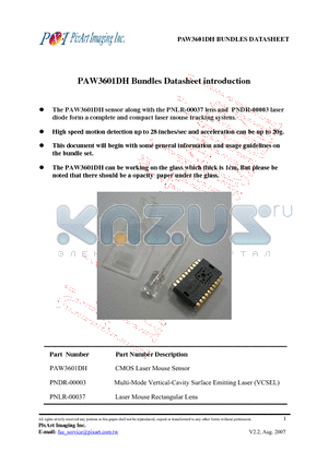 PAW3601DH datasheet - laser diode form a complete and compact laser mouse tracking system