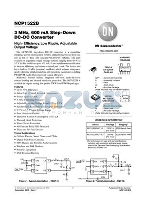 NCP1522B_10 datasheet - 3 MHz, 600 mA Step-Down DC-DC Converter