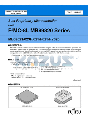 MB89PV820 datasheet - 8-bit Proprietary Microcontroller
