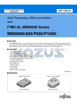 MB89PV890CF datasheet - 8-bit Proprietary Microcontrollers