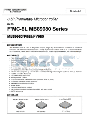 MB89PV980-201 datasheet - 8-bit Proprietary Microcontroller