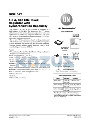 NCP1547_11 datasheet - 1.5 A, 340 kHz, Buck Regulator with Synchronization Capability