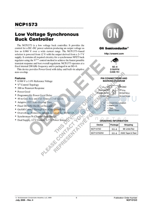 NCP1573 datasheet - Low Voltage Synchronous Buck Controller