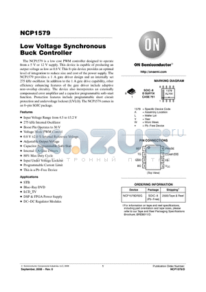 NCP1579DR2G datasheet - Low Voltage Synchronous Buck Controller