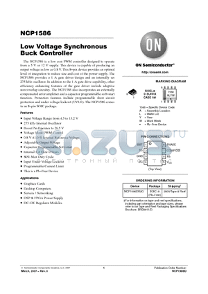 NCP1586 datasheet - Low Voltage Synchronous Buck Controller