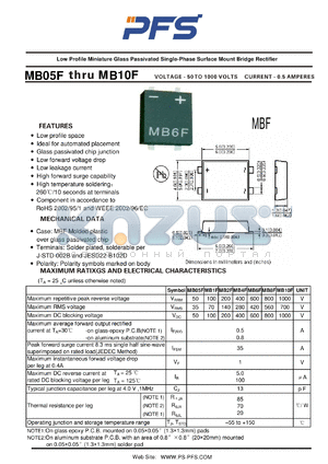 MB8F datasheet - Low Profile Miniature Glass Passivated Single-Phase Surface Mount Bridge Rectifier