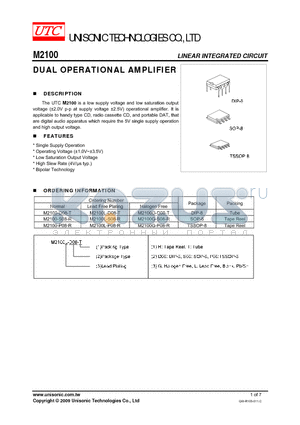 M2100_10 datasheet - DUAL OPERATIONAL AMPLIFIER