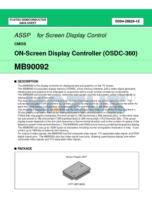MB90092 datasheet - ON-Screen Display Controller (OSDC-360)
