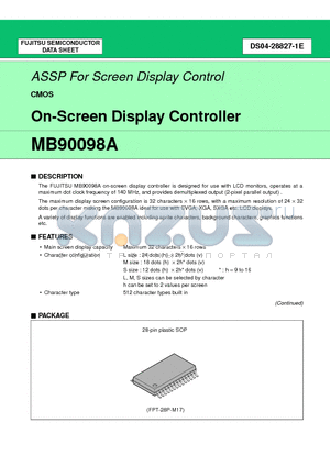 MB90098APF datasheet - On-Screen Display Controller