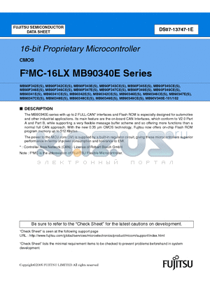 MB90341CEPF datasheet - 16-bit Proprietary Microcontroller CMOS
