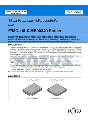 MB90346ASPFV datasheet - 16-bit Proprietary Microcontroller CMOS